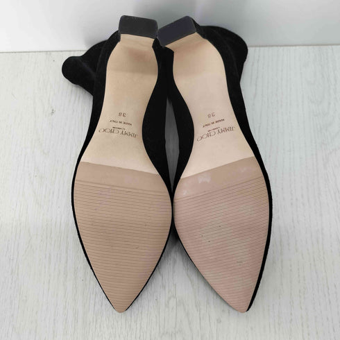 ジミーチュウ JIMMY CHOO イタリア製 LOUELLA 85 ベロアブーツ レディース JPN:38